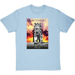 Glastonbury: The Tor By Hadrian Richards T-Shirt -ThinkWear Collective Sales hadrian richards glastonbury the tor tshirt skybluetshirt