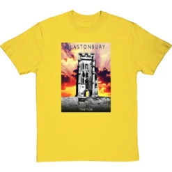 Glastonbury: The Tor By Hadrian Richards T-Shirt -ThinkWear Collective Sales hadrian richards glastonbury the tor tshirt yellowtshirt