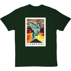 Liverpool Travel Print By Hadrian Richards T-Shirt -ThinkWear Collective Sales hadrian richards liverpool travel print tshirt bottlegreentshirt