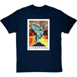 Liverpool Travel Print By Hadrian Richards T-Shirt -ThinkWear Collective Sales hadrian richards liverpool travel print tshirt navybluetshirt