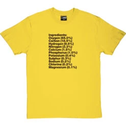 Human Body Ingredients T-Shirt -ThinkWear Collective Sales human body ingredients tshirt 1 yellowtshirt