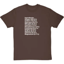 Human Body Ingredients T-Shirt -ThinkWear Collective Sales human body ingredients tshirt 2 hazelnuttshirt