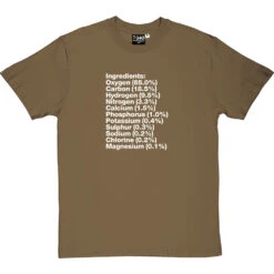 Human Body Ingredients T-Shirt -ThinkWear Collective Sales human body ingredients tshirt 2 olivetshirt