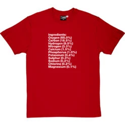 Human Body Ingredients T-Shirt -ThinkWear Collective Sales human body ingredients tshirt 2 redtshirt