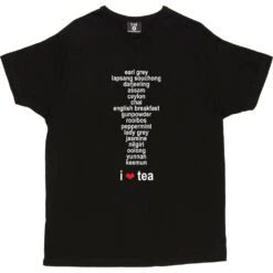 I Love Tea: List Of Teas T-Shirt -ThinkWear Collective Sales ilovetealist 2 black mens v neck tshirt