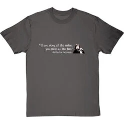 Katharine Hepburn "Obey The Rules" Quote T-Shirt -ThinkWear Collective Sales katharine hepburn rules tshirt 178 charcoaltshirt