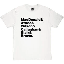 Labour Prime Minister Line-Up T-Shirt -ThinkWear Collective Sales labour pm line up tshirt 1 whitetshirt