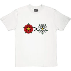 Lancashire Is Greater Than Yorkshire T-Shirt -ThinkWear Collective Sales lancashire greater than yorkshire tshirt 1 whitetshirt