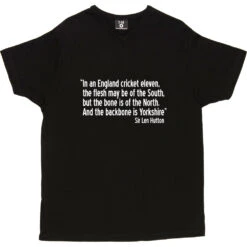 Sir Len Hutton "The Backbone Is Yorkshire" Quote T-Shirt -ThinkWear Collective Sales len hutton backbone yorkshire tshirt 2 black mens v neck tshirt