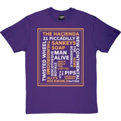 Nightclubs Manchester T-Shirt -ThinkWear Collective Sales manchester clubs tshirt purpletshirt