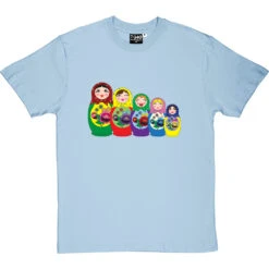 Matryoshka Dolls (Colour) T-Shirt 19 Matryoshka Dolls (Colour) T-Shirt -ThinkWear Collective Sales matryoshka dolls colour tshirt skybluetshirt