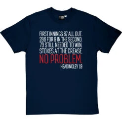 Ben Stokes At The Crease: No Problem T-Shirt -ThinkWear Collective Sales no problem tshirt 2 navybluetshirt