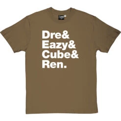 NWA (Dre & Eazy & Cube & Ren) Line-Up T-Shirt -ThinkWear Collective Sales nwa2 line up tshirt 2 olivetshirt