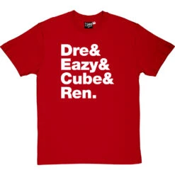 NWA (Dre & Eazy & Cube & Ren) Line-Up T-Shirt -ThinkWear Collective Sales nwa2 line up tshirt 2 redtshirt