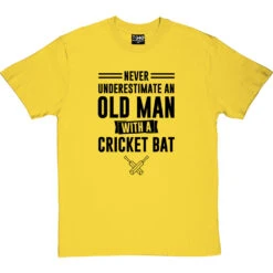 Never Underestimate An Old Man With A Cricket Bat T-Shirt -ThinkWear Collective Sales old man cricket bat tshirt 1 yellowtshirt