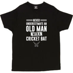 Never Underestimate An Old Man With A Cricket Bat T-Shirt -ThinkWear Collective Sales old man cricket bat tshirt 2 black mens v neck tshirt