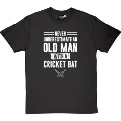 Never Underestimate An Old Man With A Cricket Bat T-Shirt -ThinkWear Collective Sales old man cricket bat tshirt 2 charcoaltshirt