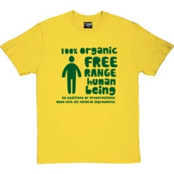 100% Organic Free Range Human Being T-Shirt -ThinkWear Collective Sales organic free range tshirt 14 yellowtshirt