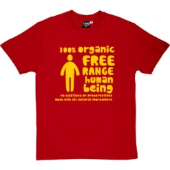 100% Organic Free Range Human Being T-Shirt -ThinkWear Collective Sales organic free range tshirt 6 redtshirt