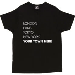 Personalised London, Paris, Tokyo, New York T-Shirt -ThinkWear Collective Sales personalised town tshirt 2 black mens v neck tshirt