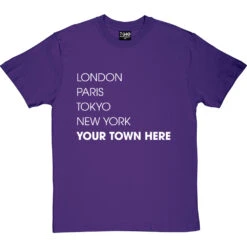 Personalised London, Paris, Tokyo, New York T-Shirt -ThinkWear Collective Sales personalised town tshirt 2 purpletshirt