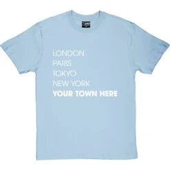 Personalised London, Paris, Tokyo, New York T-Shirt -ThinkWear Collective Sales personalised town tshirt 2 skybluetshirt