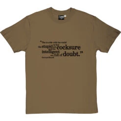 Bertrand Russell "Trouble With The World" Quote T-Shirt -ThinkWear Collective Sales russell trouble with world tshirt 1 olivetshirt