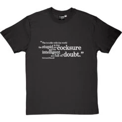 Bertrand Russell "Trouble With The World" Quote T-Shirt -ThinkWear Collective Sales russell trouble with world tshirt 2 charcoaltshirt