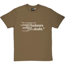 Bertrand Russell "Trouble With The World" Quote T-Shirt -ThinkWear Collective Sales russell trouble with world tshirt 2 olivetshirt
