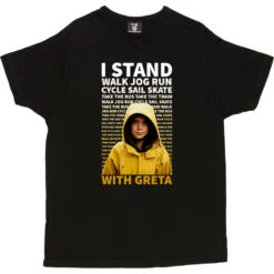 I Stand With Greta T-Shirt -ThinkWear Collective Sales stand with greta tshirt black mens v neck tshirt