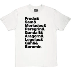 The Lord Of The Rings (The Nine Walkers) Line-Up T-Shirt -ThinkWear Collective Sales the lord of the rings j r r tolkien line up tshirt 1 whitetshirt