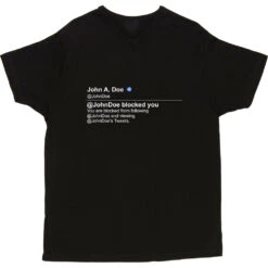 Personalised Twitter Blocked Message T-Shirt -ThinkWear Collective Sales twitter blocked tshirt 178 black mens v neck tshirt