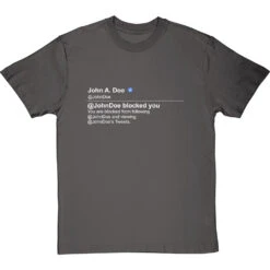Personalised Twitter Blocked Message T-Shirt -ThinkWear Collective Sales twitter blocked tshirt 178 charcoaltshirt