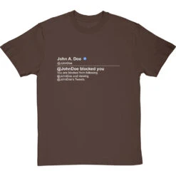 Personalised Twitter Blocked Message T-Shirt -ThinkWear Collective Sales twitter blocked tshirt 178 hazelnuttshirt