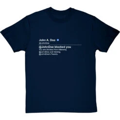 Personalised Twitter Blocked Message T-Shirt -ThinkWear Collective Sales twitter blocked tshirt 178 navybluetshirt