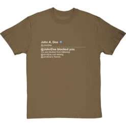 Personalised Twitter Blocked Message T-Shirt -ThinkWear Collective Sales twitter blocked tshirt 178 olivetshirt