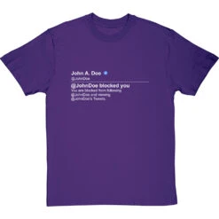 Personalised Twitter Blocked Message T-Shirt -ThinkWear Collective Sales twitter blocked tshirt 178 purpletshirt