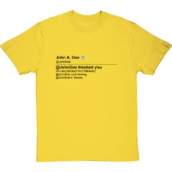 Personalised Twitter Blocked Message T-Shirt -ThinkWear Collective Sales twitter blocked tshirt 179 yellowtshirt