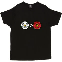 Yorkshire Is Greater Than Lancashire T-Shirt -ThinkWear Collective Sales yorkshire greater than lancashire tshirt 2 black mens v neck tshirt